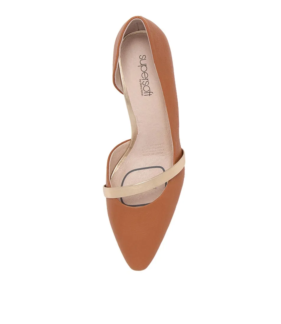 SUPERSOFT Narda2 Dark Tan Platinum Leather Heels