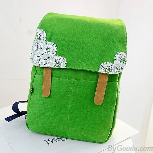 Sweet Crochet Lace Pure Color Canvas Backpacks