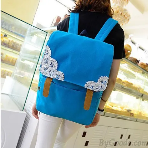 Sweet Crochet Lace Pure Color Canvas Backpacks