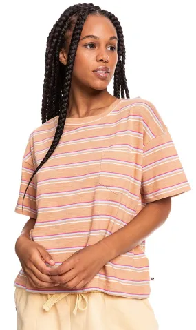 T-Shirt Roxy Winter Moon - CJJ5/Toast Beach Bum Stripes - women´s