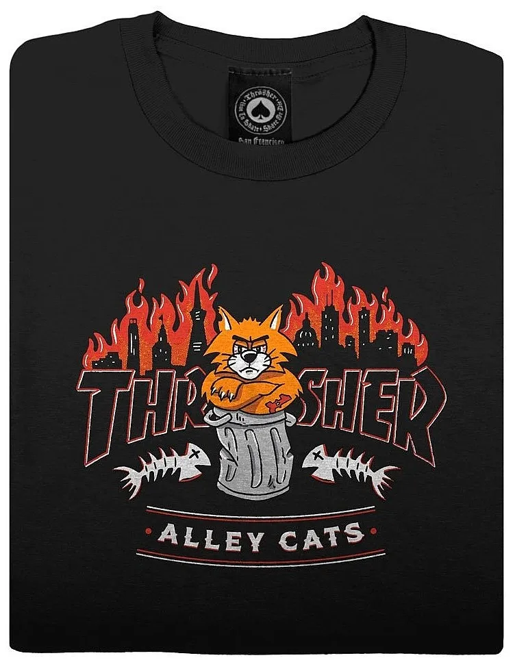 T-Shirt Thrasher Alley Cats LS - Black - men´s