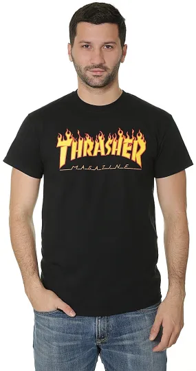 T-shirt Thrasher Flame Logo - Black