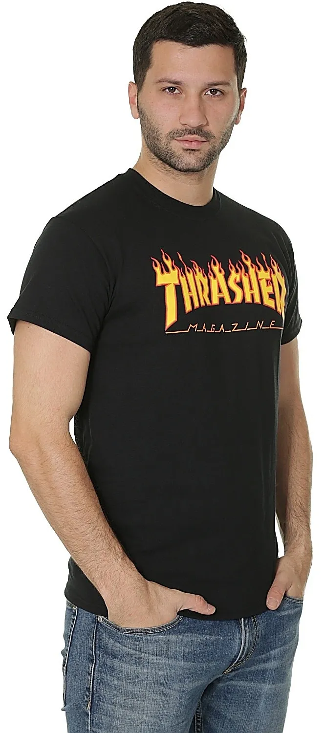 T-shirt Thrasher Flame Logo - Black