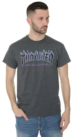 T-shirt Thrasher Flame Logo - Dark Heather