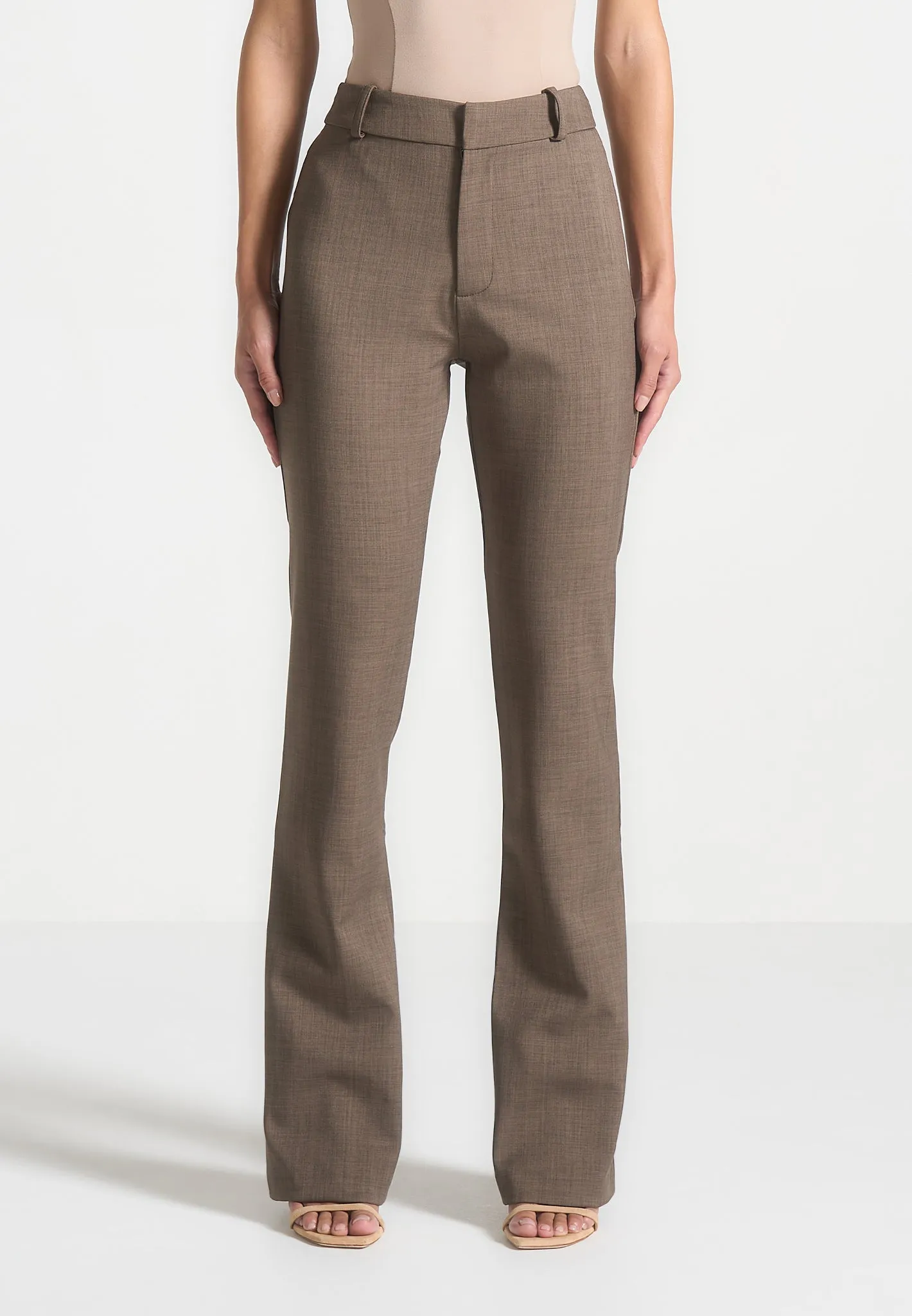 Tailored Mid Rise Trousers - Dark Taupe