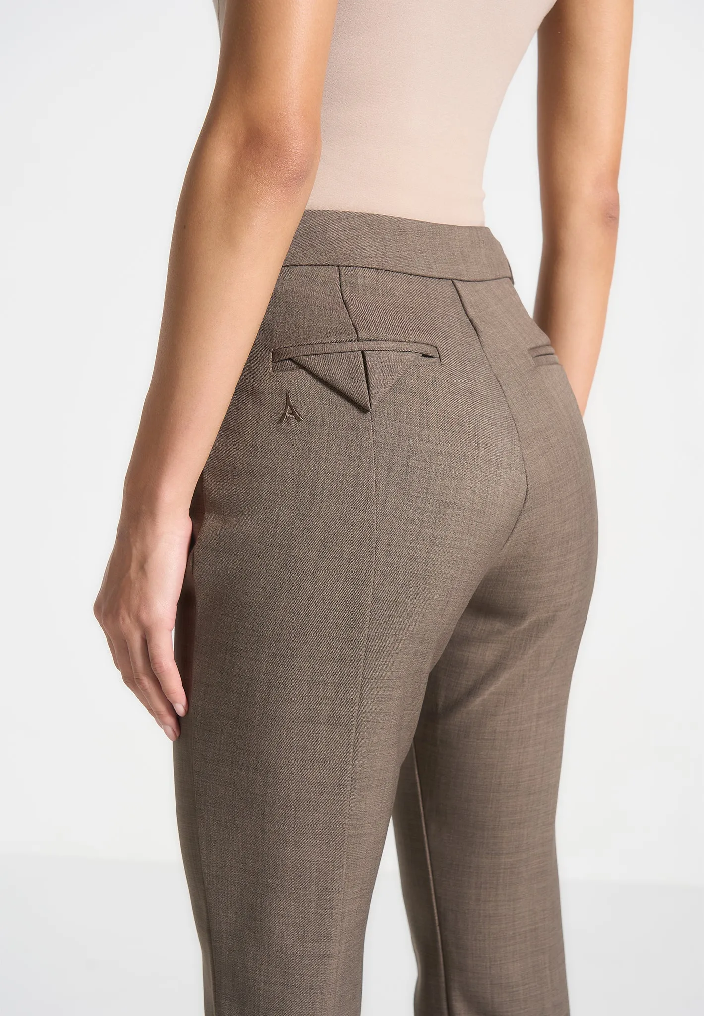 Tailored Mid Rise Trousers - Dark Taupe