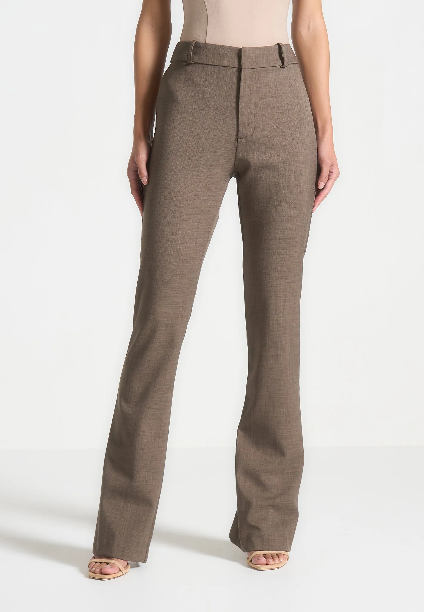 Tailored Mid Rise Trousers - Dark Taupe