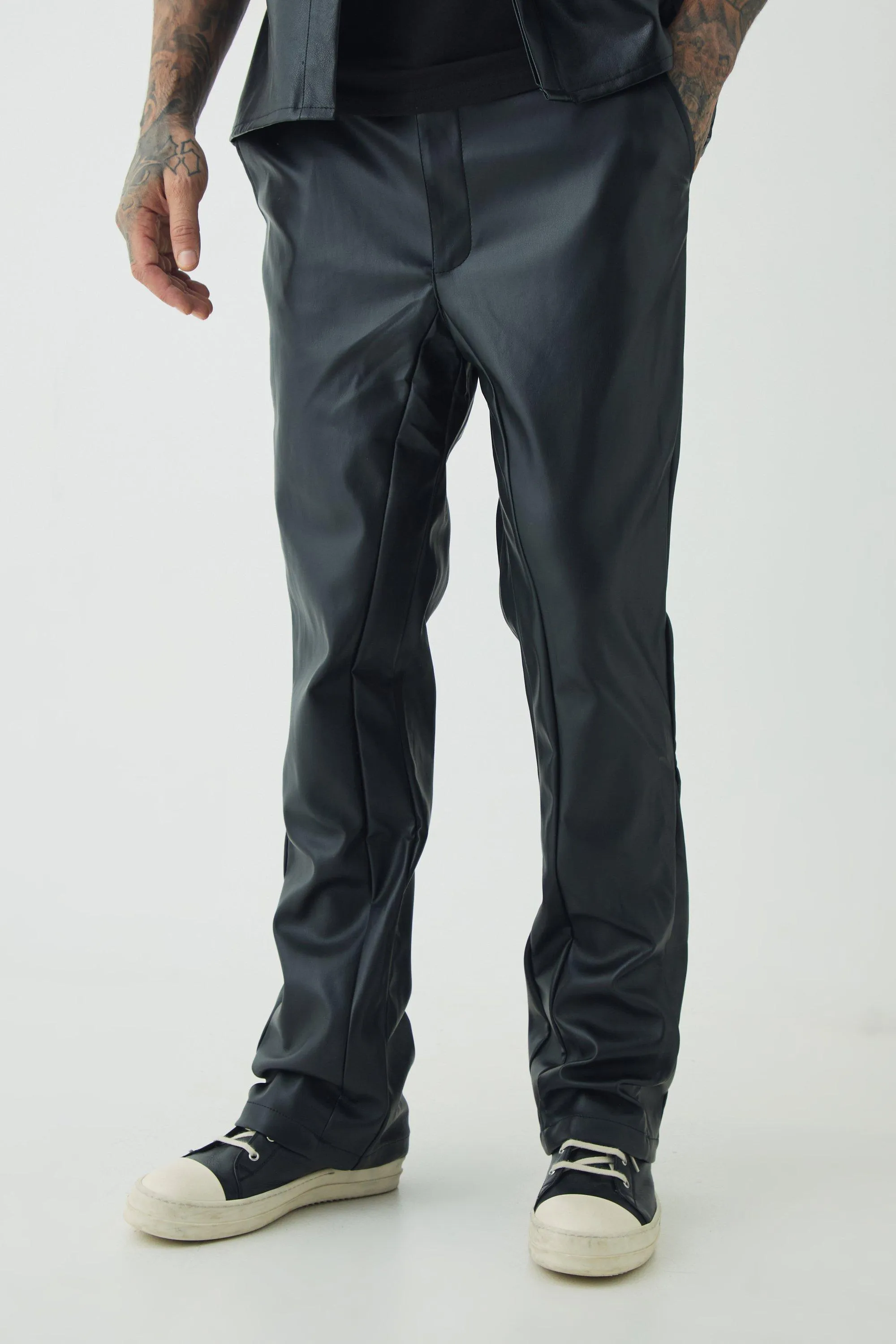 Tall PU Slim Fit Flared Trousers