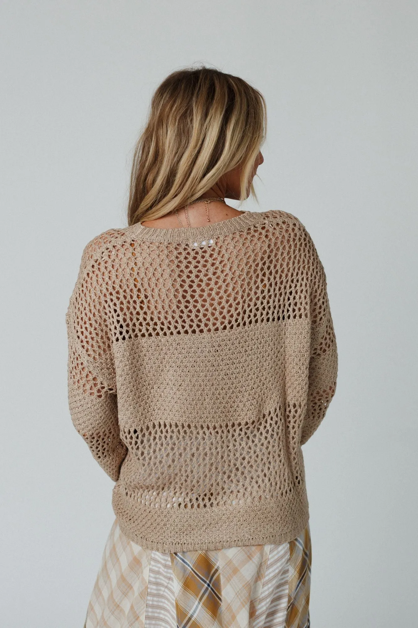 Taupe Open Knit Top