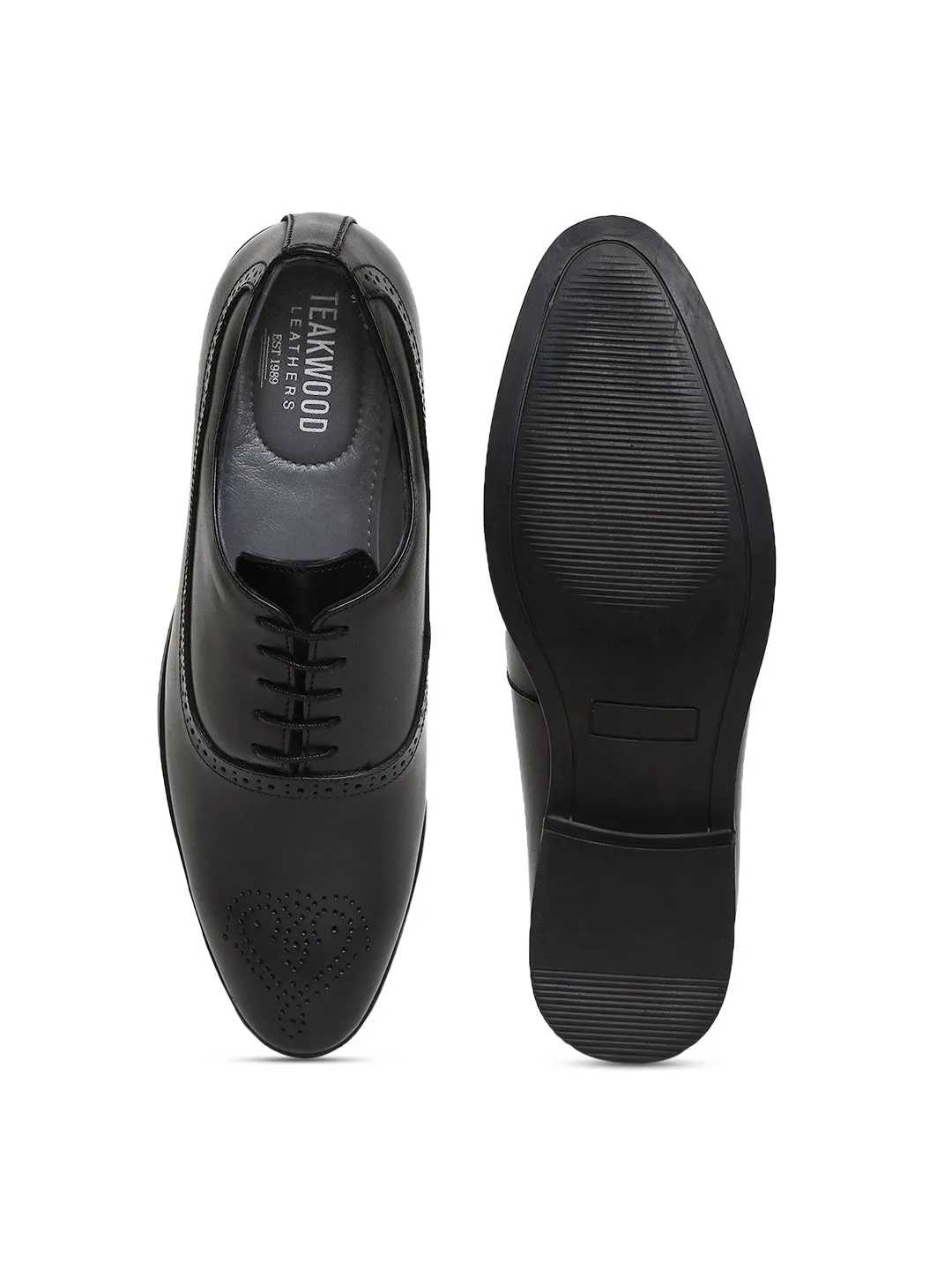 Teakwood Genuine Leather Black Shoes