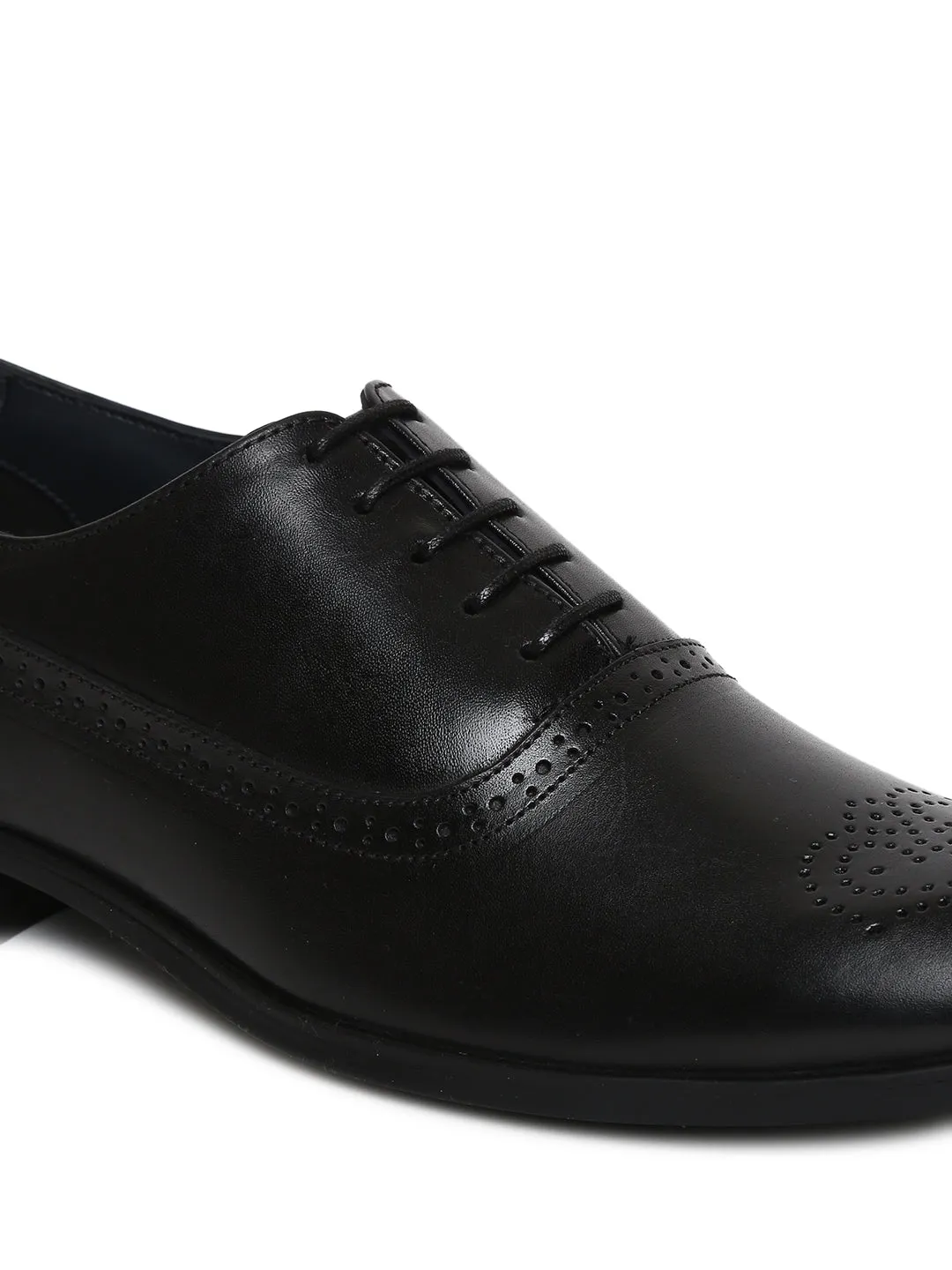 Teakwood Genuine Leather Black Shoes