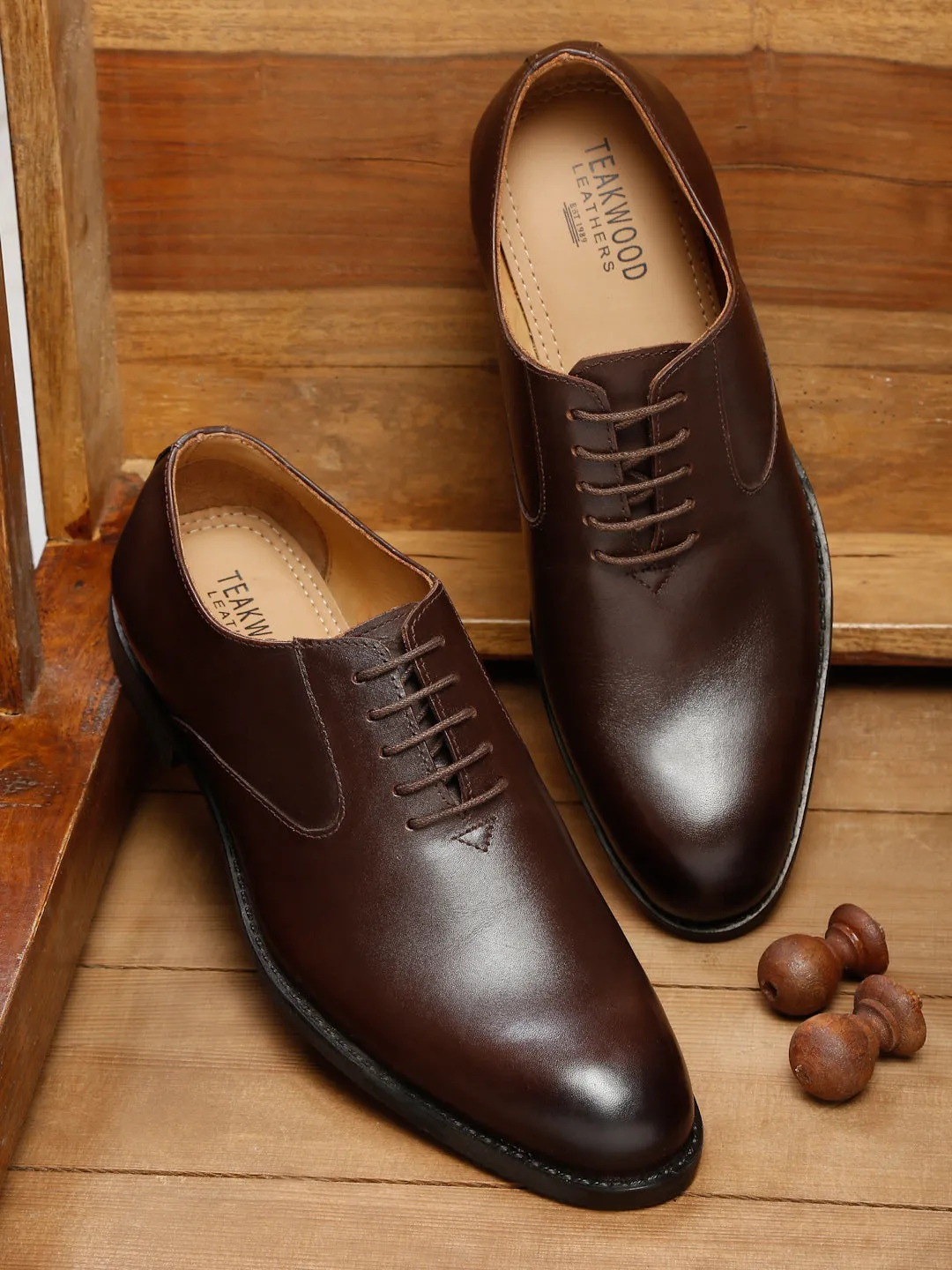 Teakwood Genuine Leather Brown Oxford Shoes