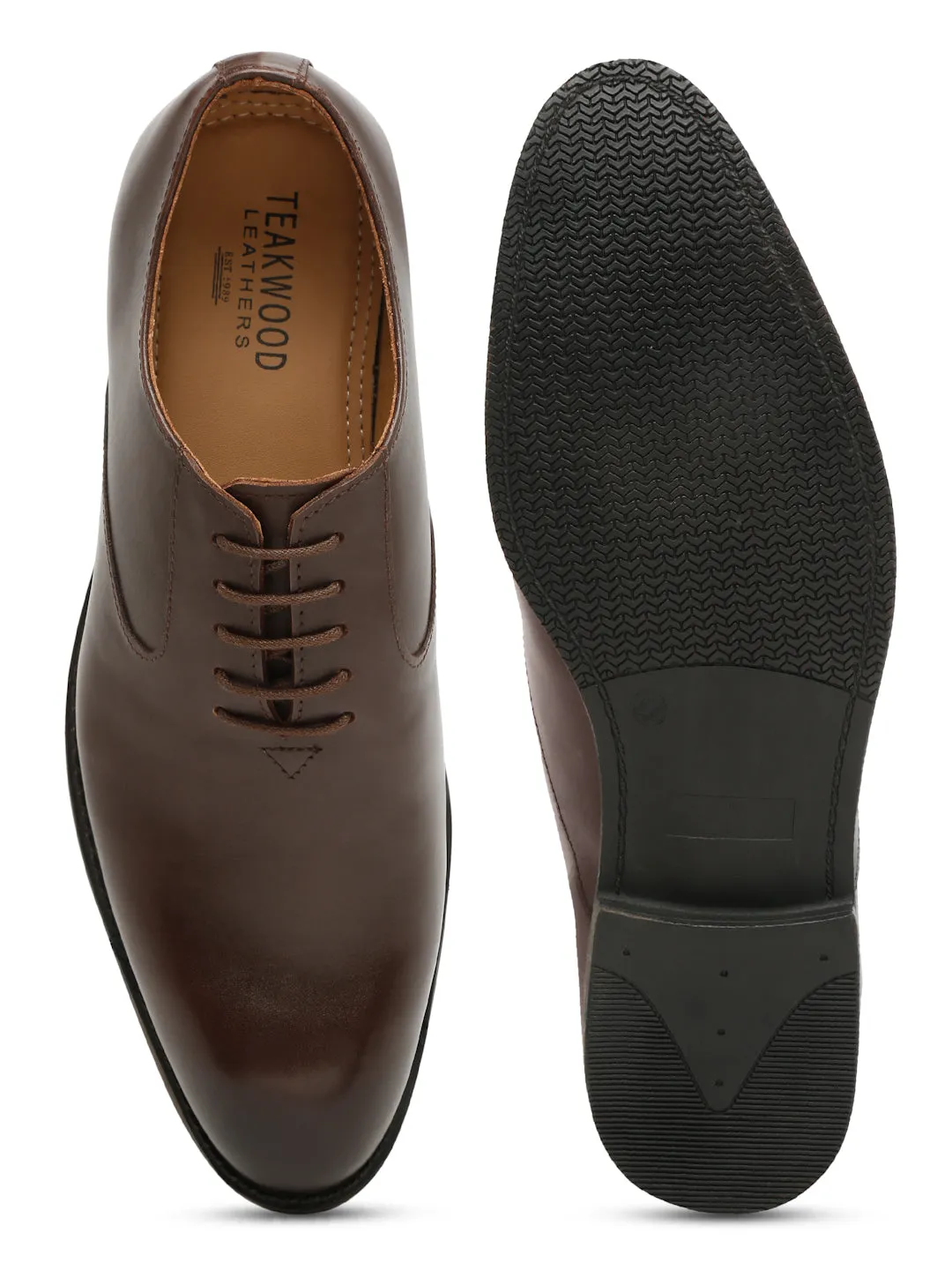 Teakwood Genuine Leather Brown Oxford Shoes