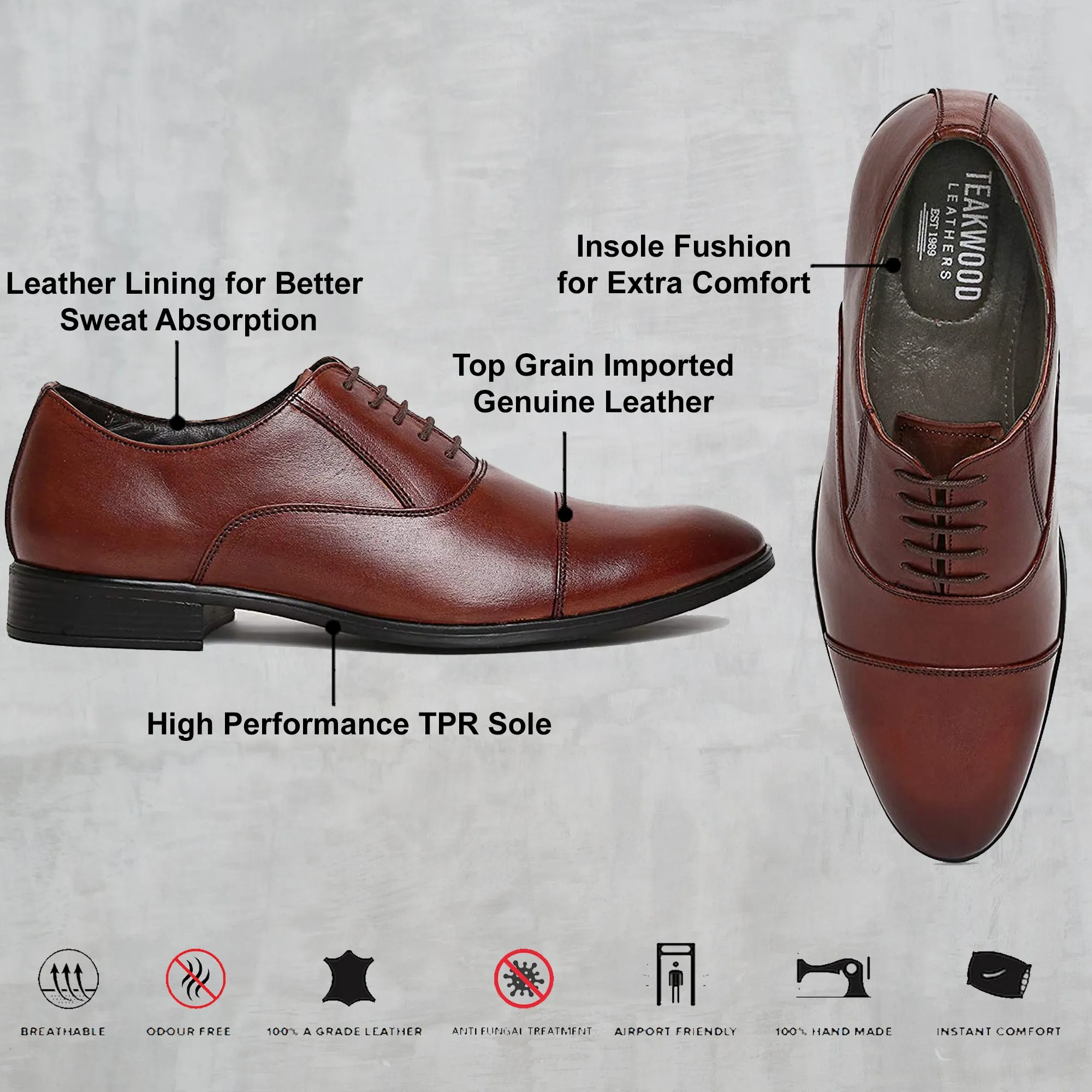 Teakwood Genuine Leather Brown Shoes