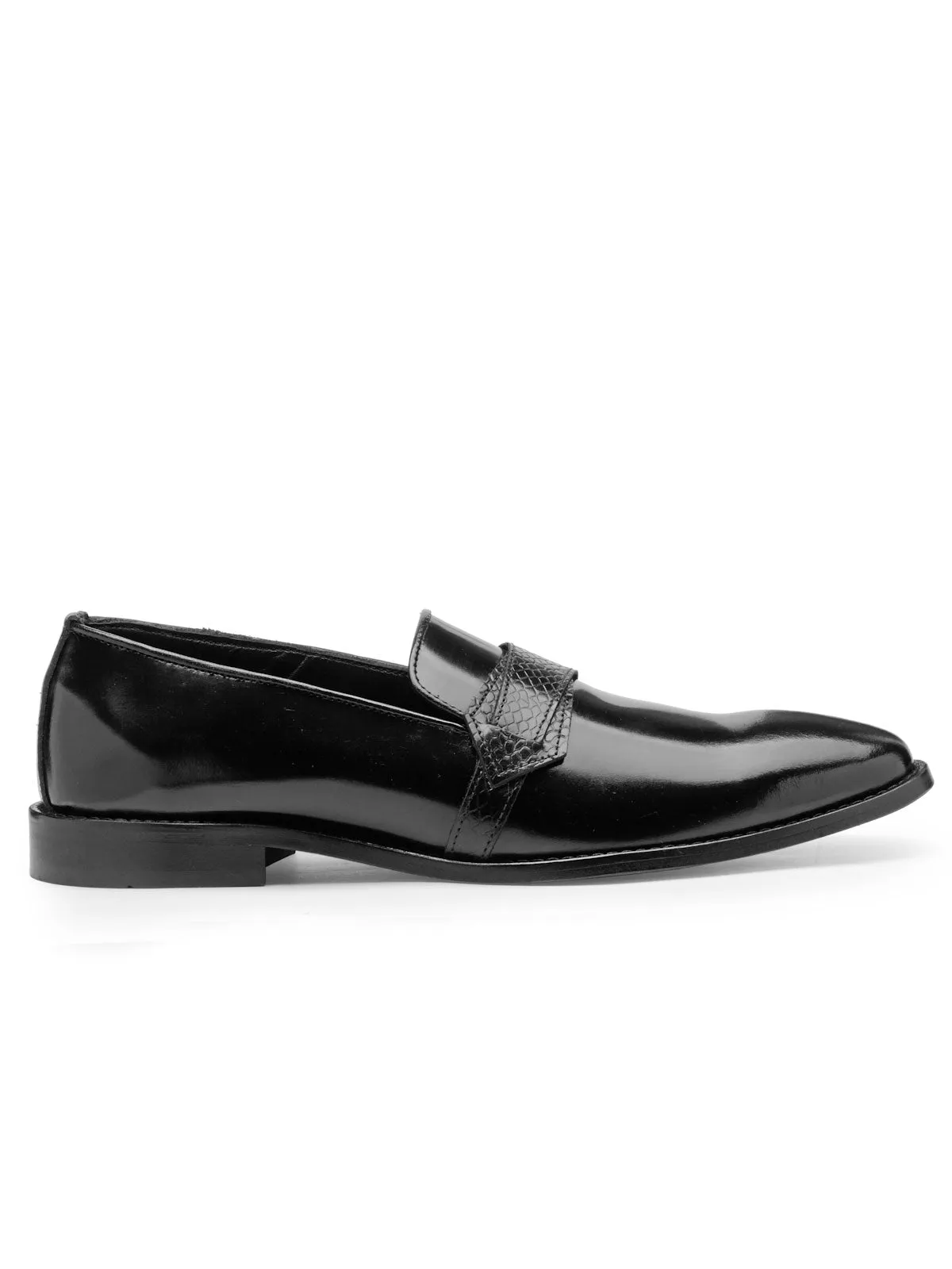 Teakwood Leather Men's Black Slip-ons Shoes