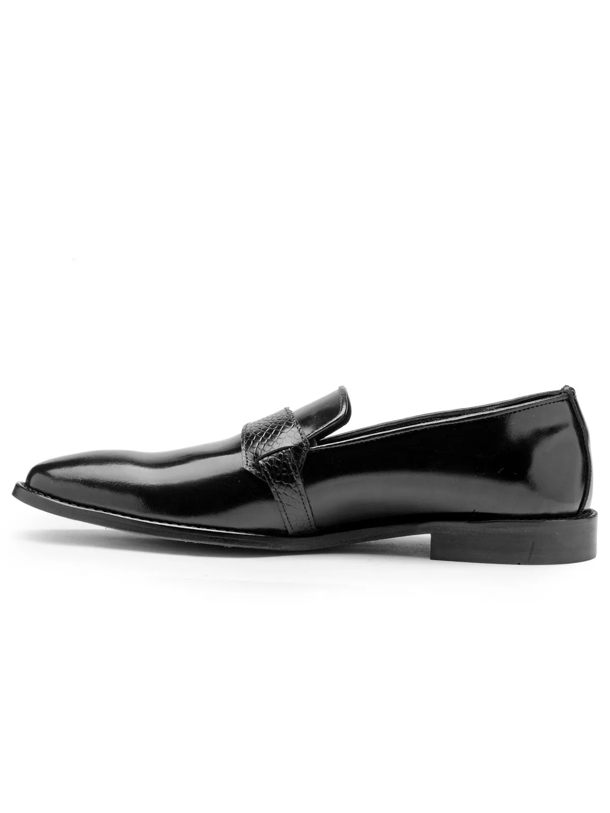 Teakwood Leather Men's Black Slip-ons Shoes