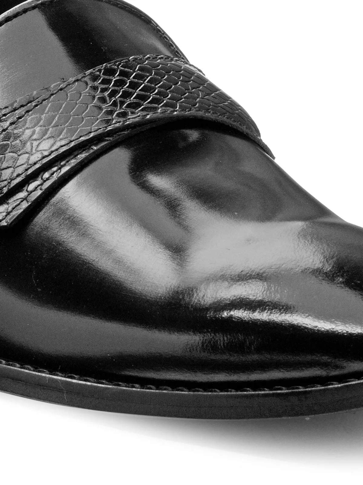 Teakwood Leather Men's Black Slip-ons Shoes