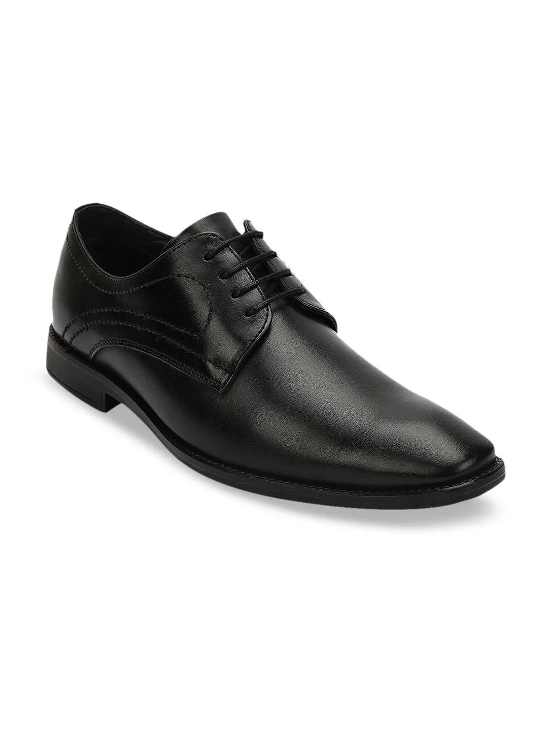 Teakwood Men Genuine Leather Black Solid Formal Derby