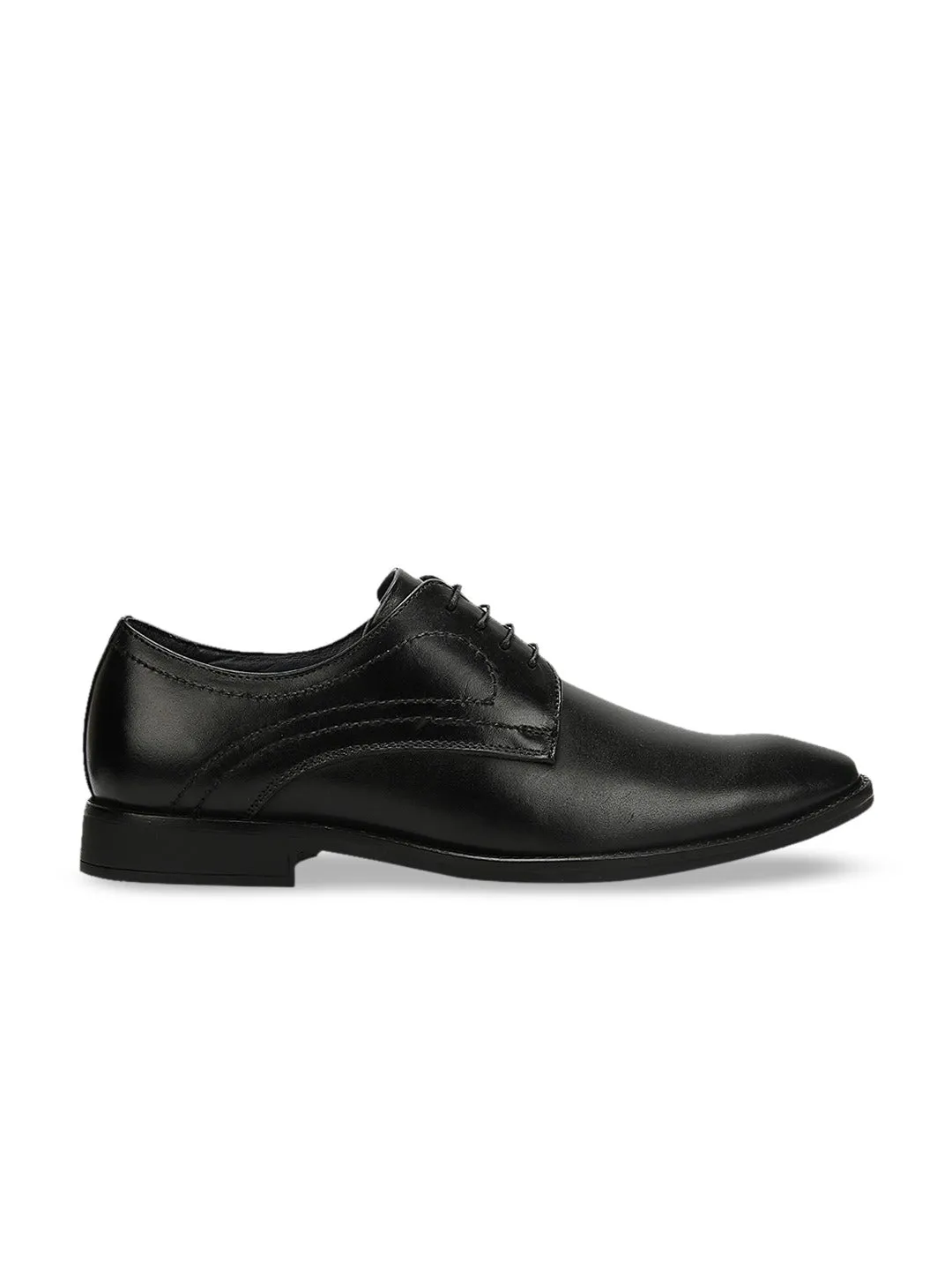 Teakwood Men Genuine Leather Black Solid Formal Derby