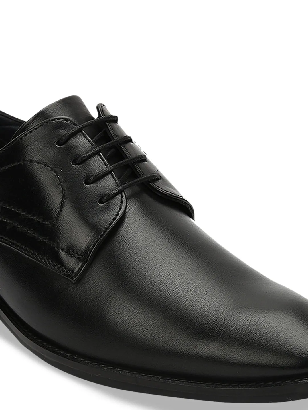 Teakwood Men Genuine Leather Black Solid Formal Derby