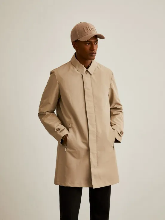 Technical fabric long coat