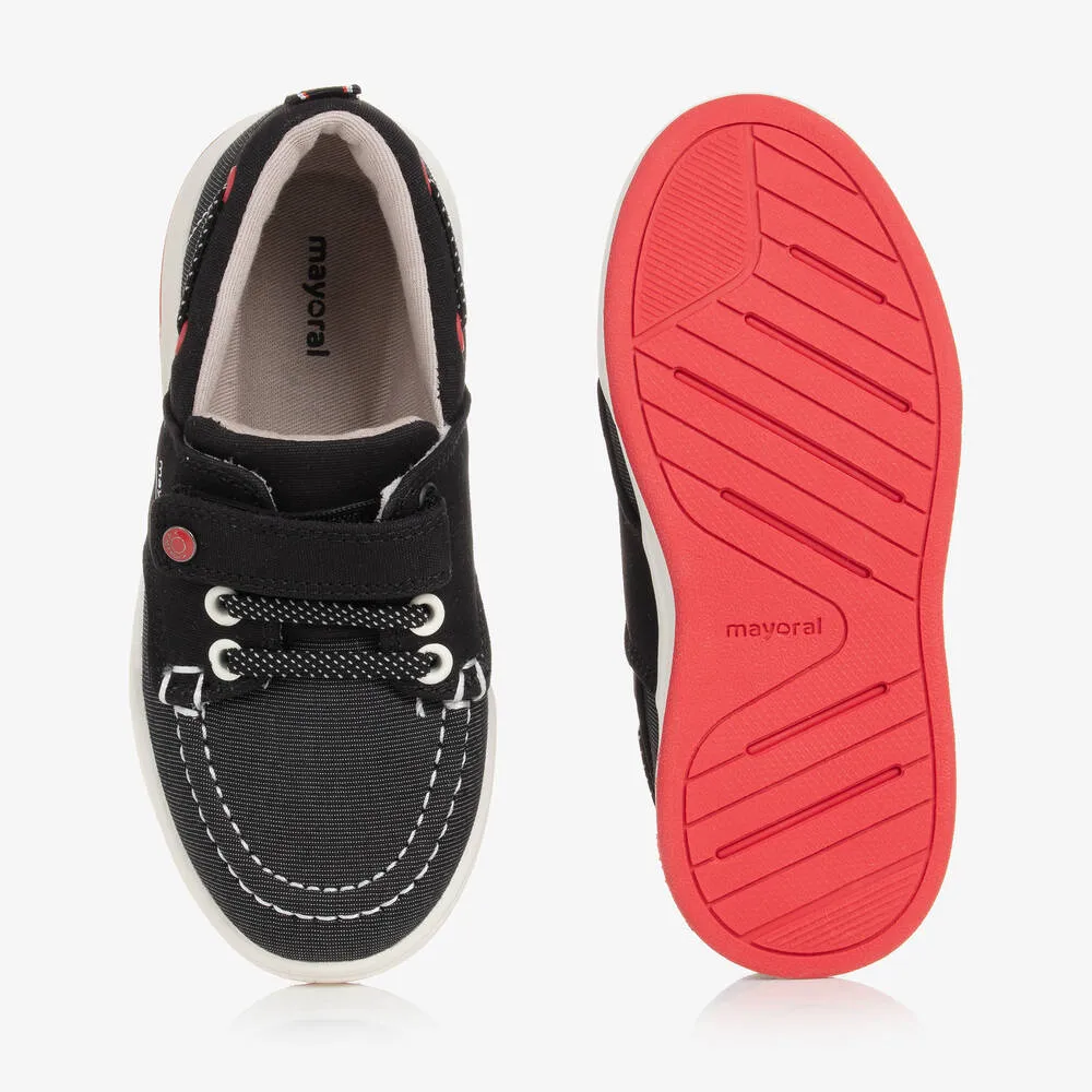 Teen Boys Black Velcro Trainers