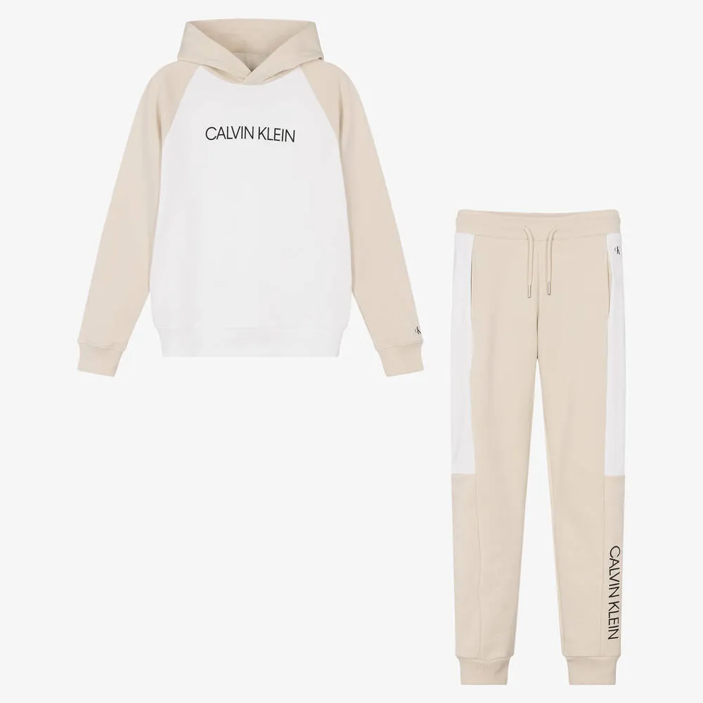 Teen Boys Ivory & Beige Tracksuit