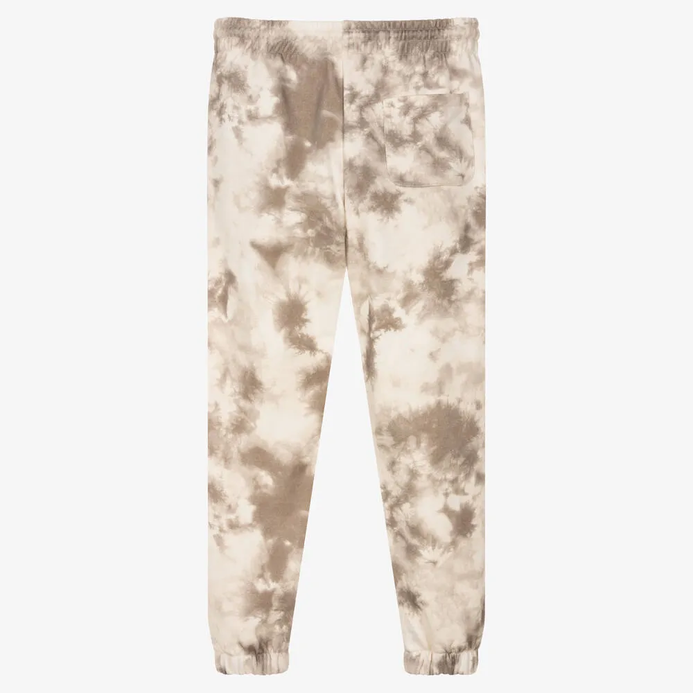 Teen Boys Ivory & Brown Tie-Dye Joggers