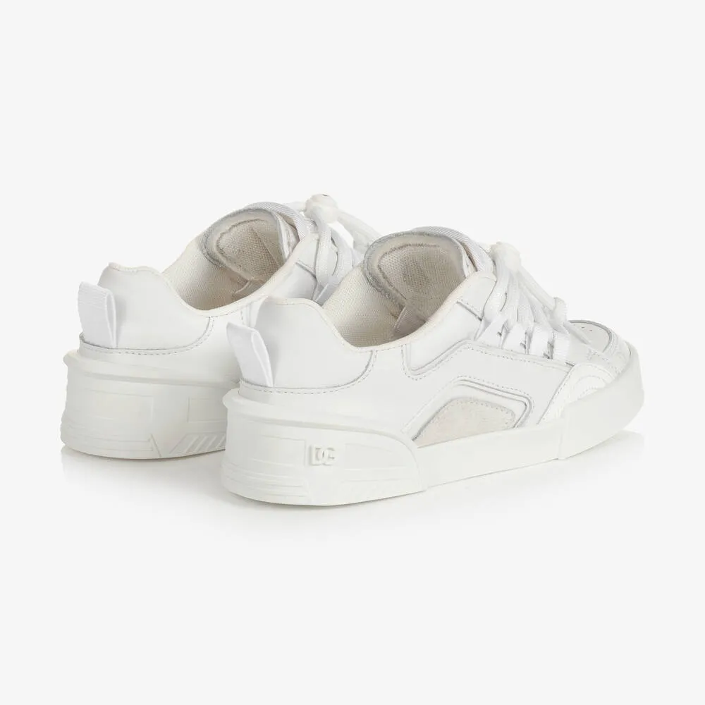 Teen Boys White Leather Trainers