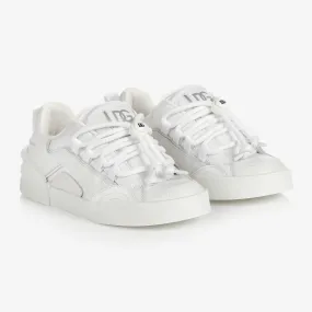 Teen Boys White Leather Trainers