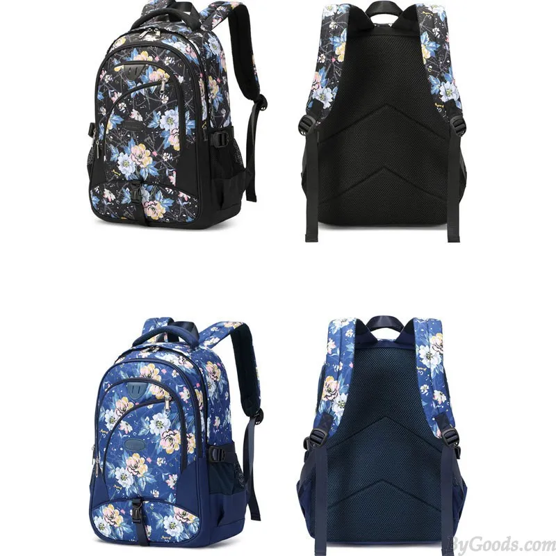 Teen Girls Floral Print Laptop Backpack | Waterproof Student Bookbags | Durable Middle School Lightweight Sport Backpacks