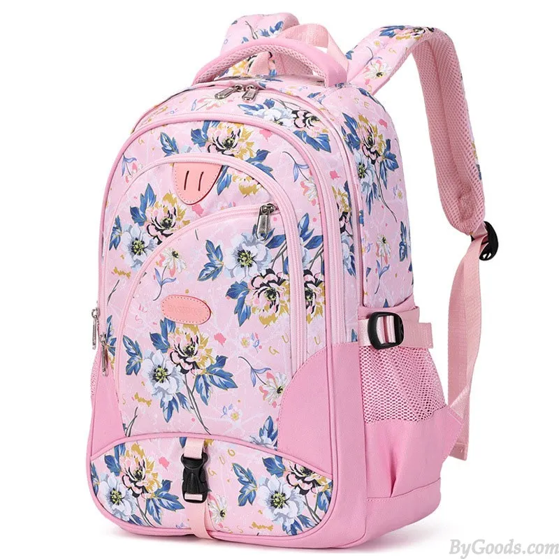 Teen Girls Floral Print Laptop Backpack | Waterproof Student Bookbags | Durable Middle School Lightweight Sport Backpacks