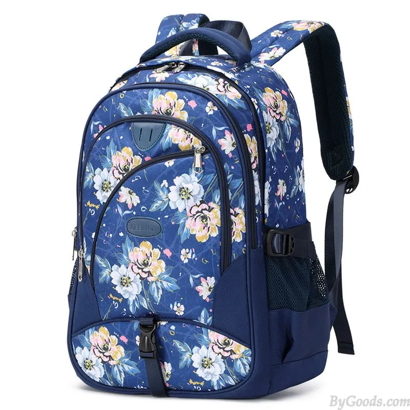 Teen Girls Floral Print Laptop Backpack | Waterproof Student Bookbags | Durable Middle School Lightweight Sport Backpacks