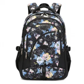 Teen Girls Floral Print Laptop Backpack | Waterproof Student Bookbags | Durable Middle School Lightweight Sport Backpacks