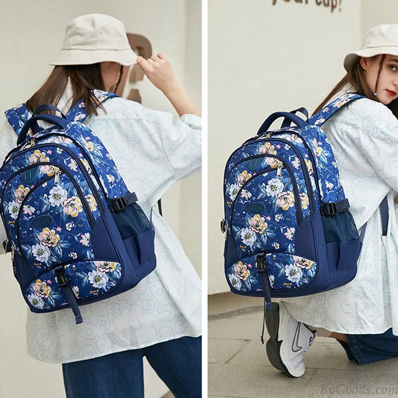 Teen Girls Floral Print Laptop Backpack | Waterproof Student Bookbags | Durable Middle School Lightweight Sport Backpacks