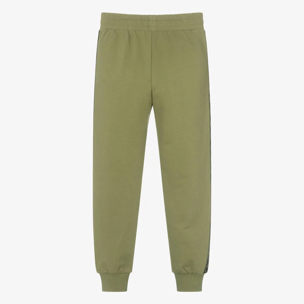 Teen Khaki Green Cotton Joggers