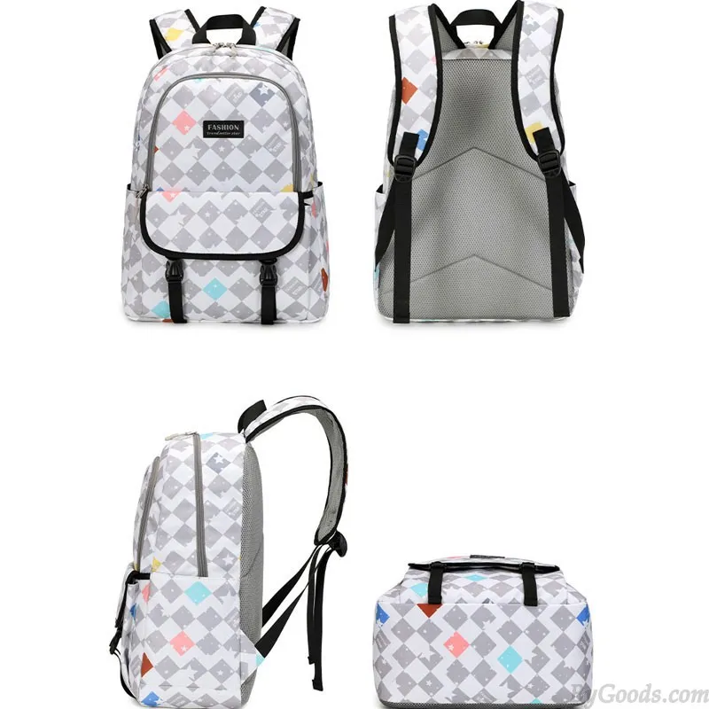 Teen Lightweight Backpack with Double Buckle Closure & Matching Lunch Tote - Water Resistant School Bookbags