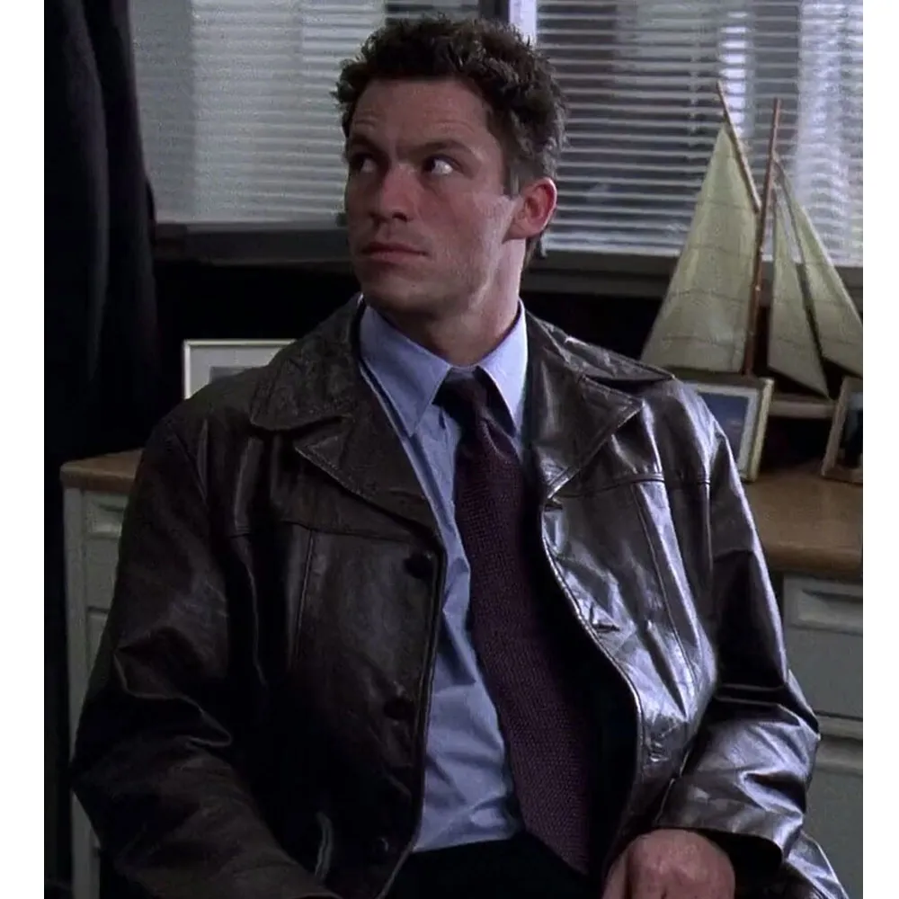 The Wire Dominic West Brown Leather Coat