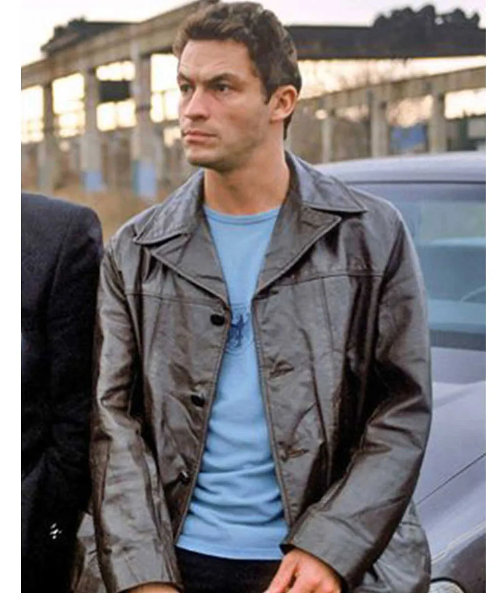 The Wire Dominic West Brown Leather Coat