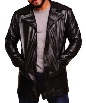 The Wire Dominic West Brown Leather Coat