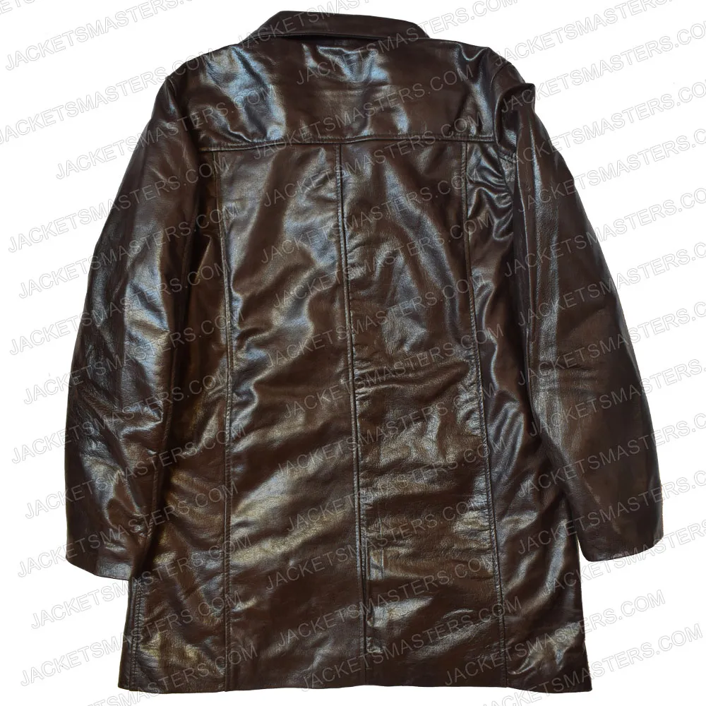 The Wire Dominic West Brown Leather Coat