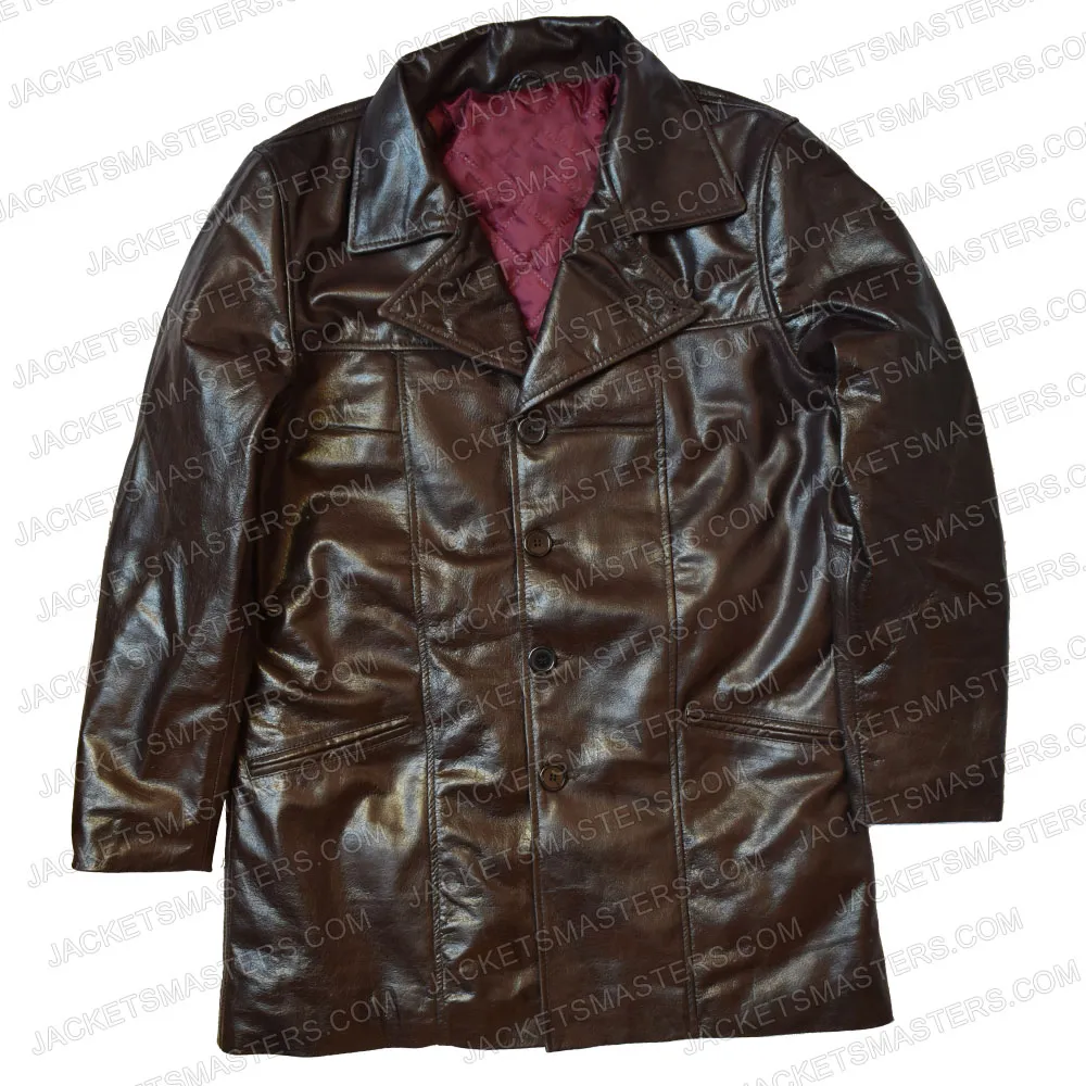 The Wire Dominic West Brown Leather Coat