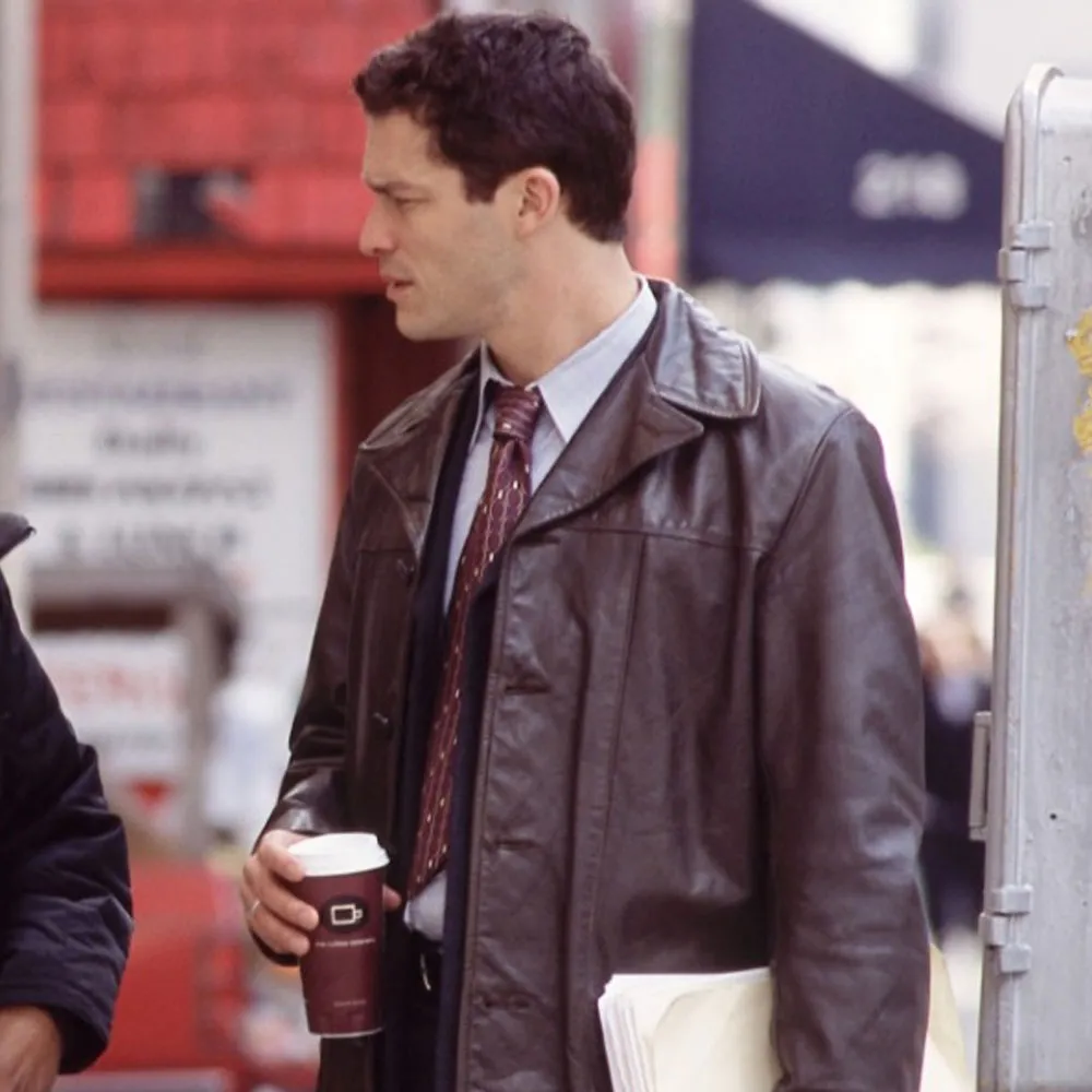 The Wire Dominic West Brown Leather Coat