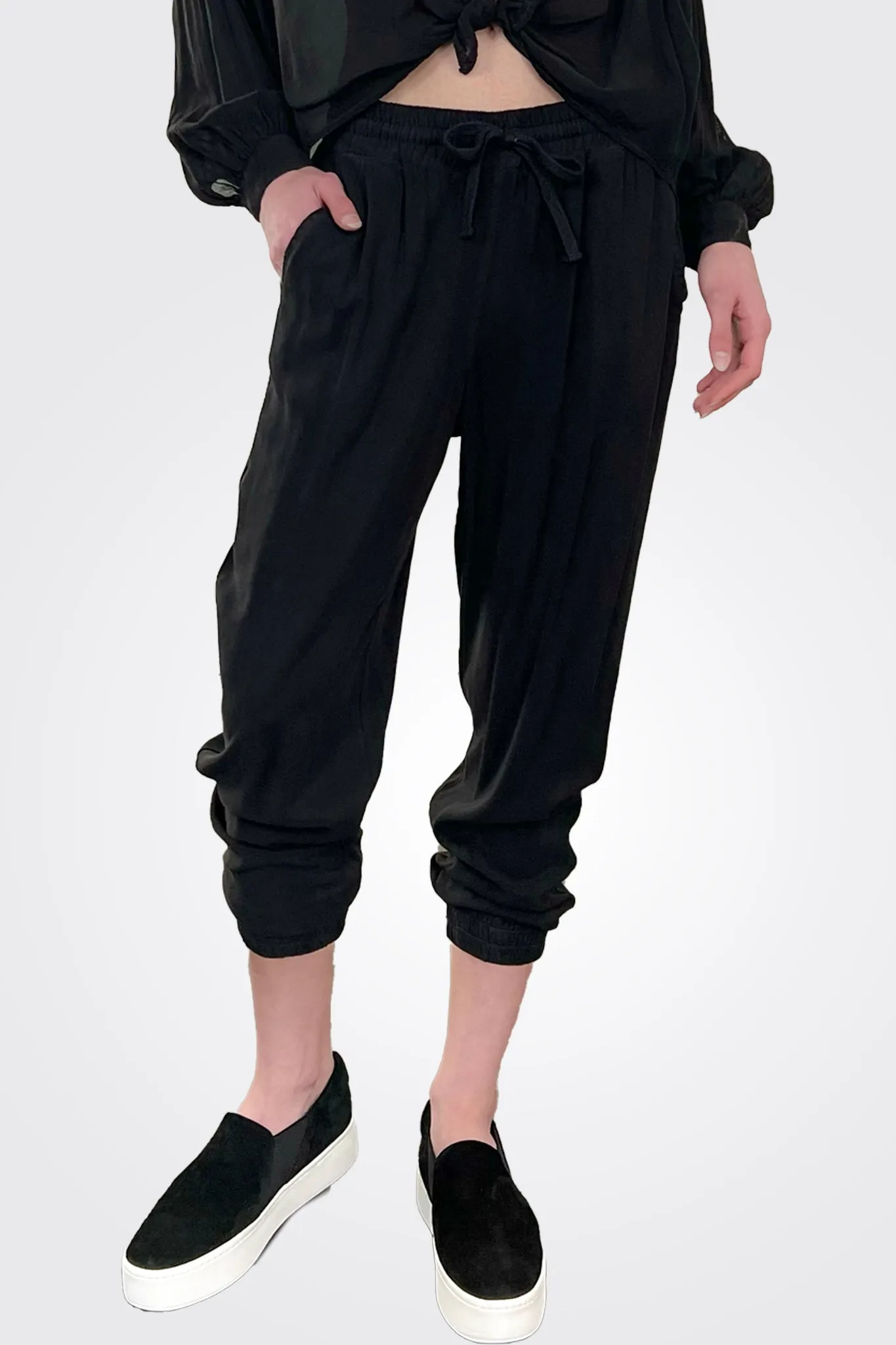 Tie Waist Joggers - Black