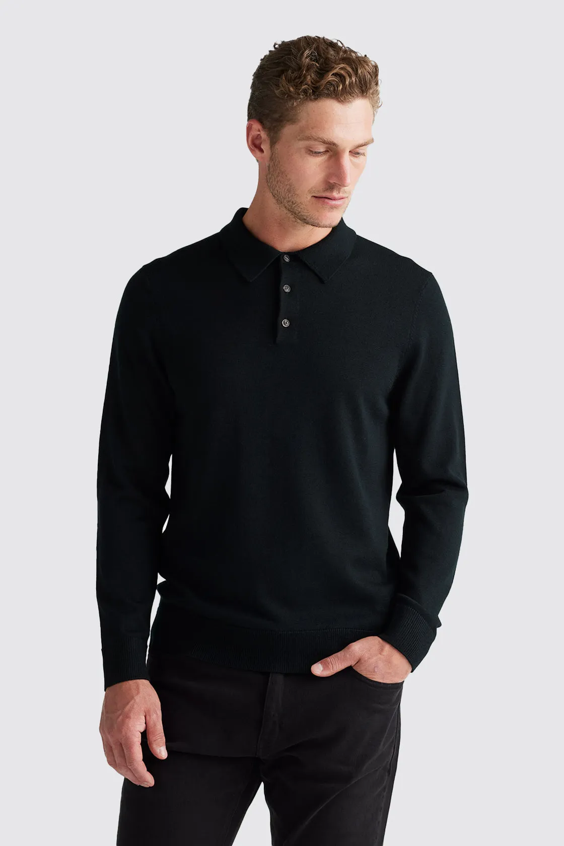 Toorallie Fine Knit Polo Black