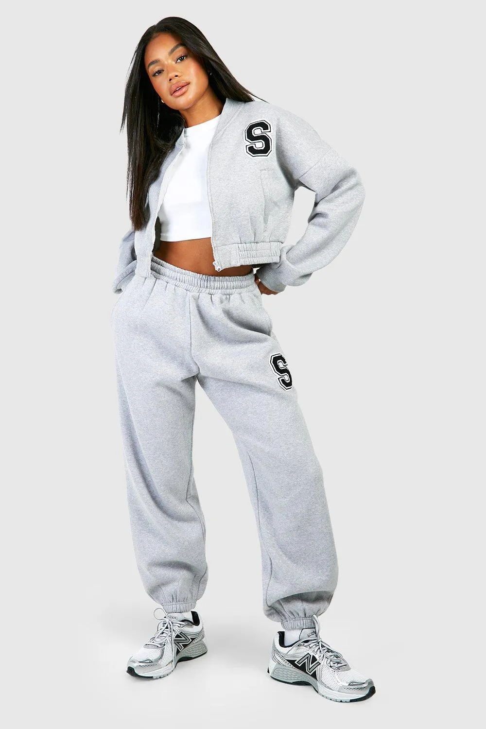 Toweling Applique Bomber Jacket And Cuffed Jogger Tracksuit