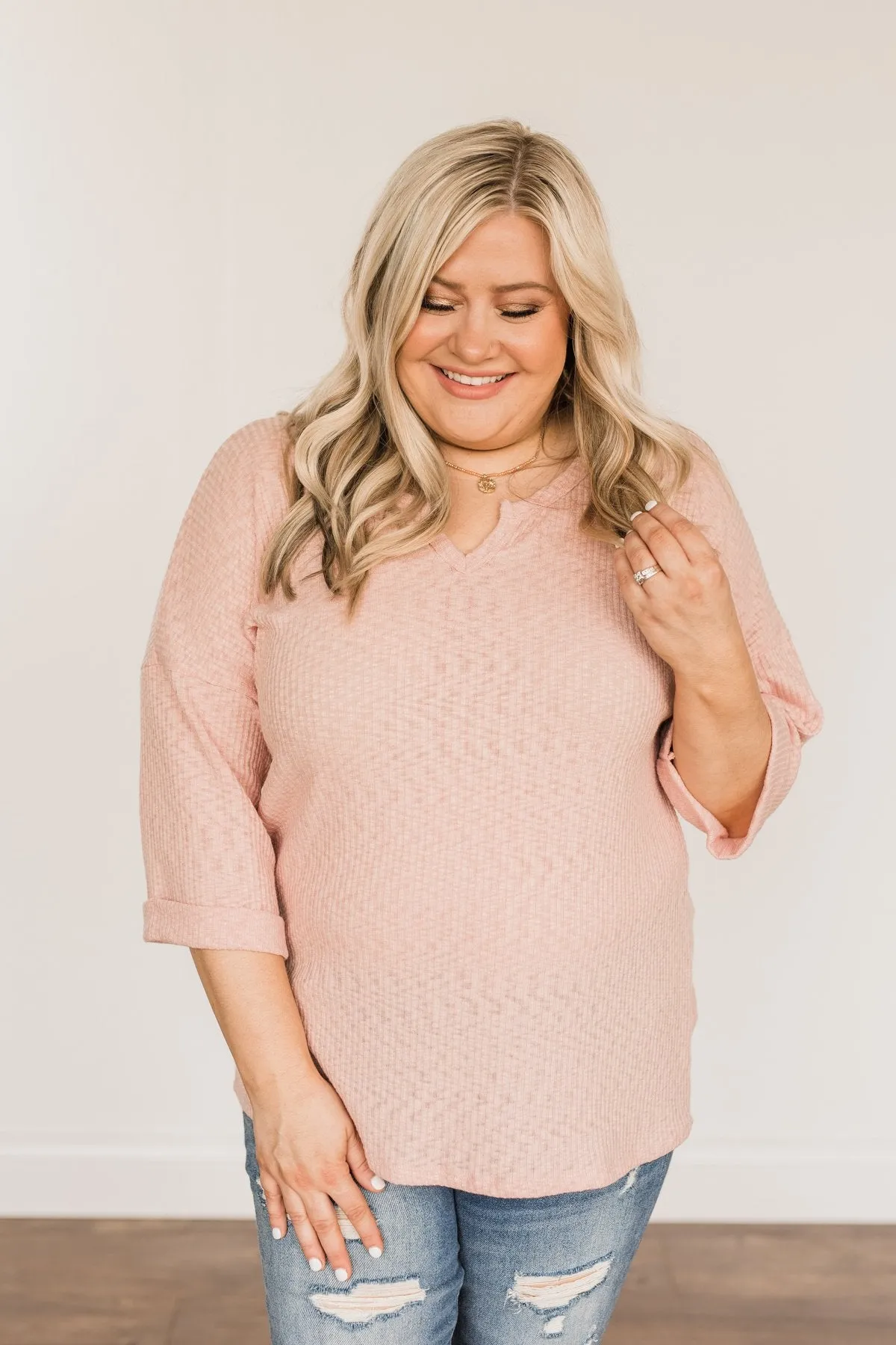 Dusty Pink Half Sleeve Knit Top