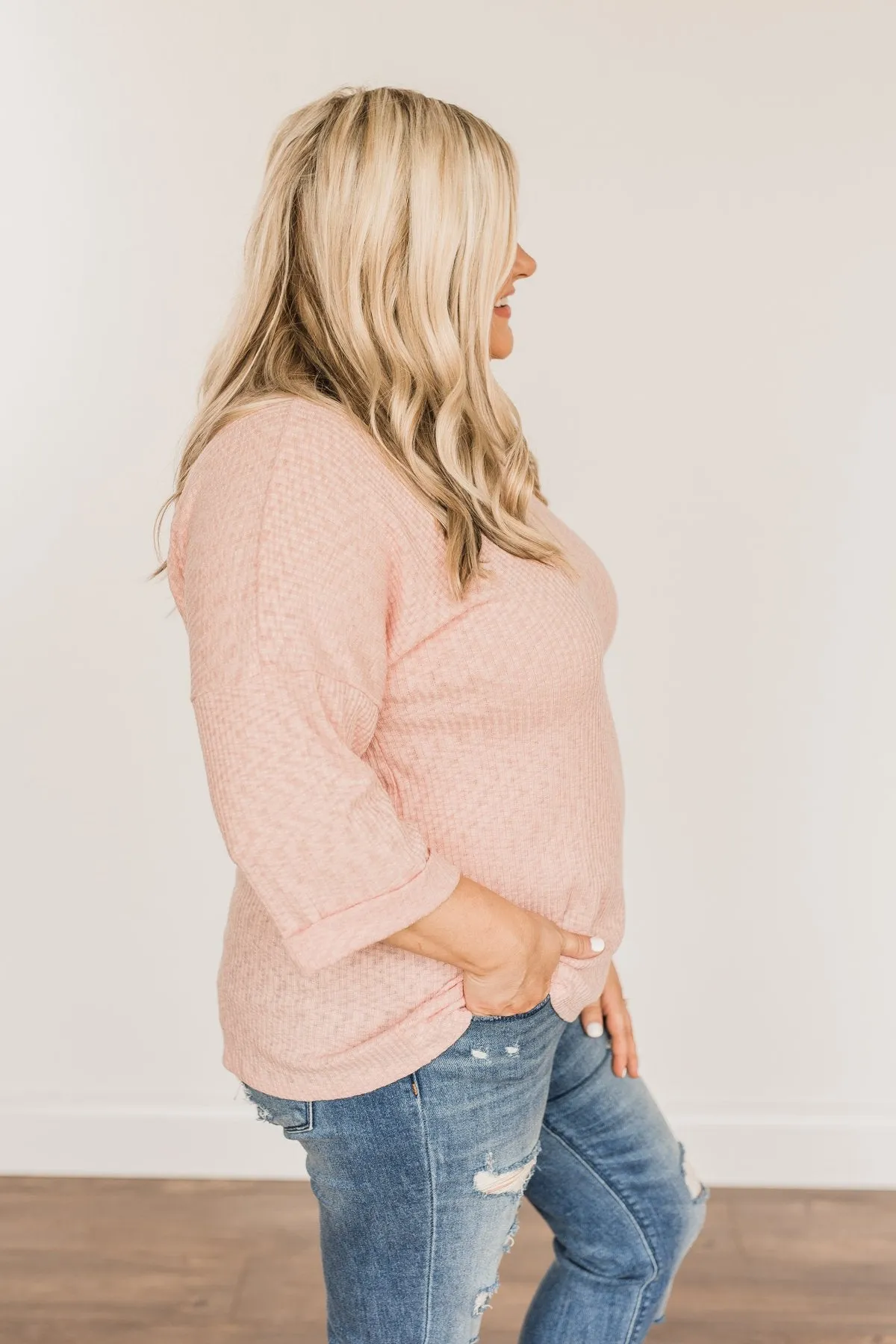 Dusty Pink Half Sleeve Knit Top