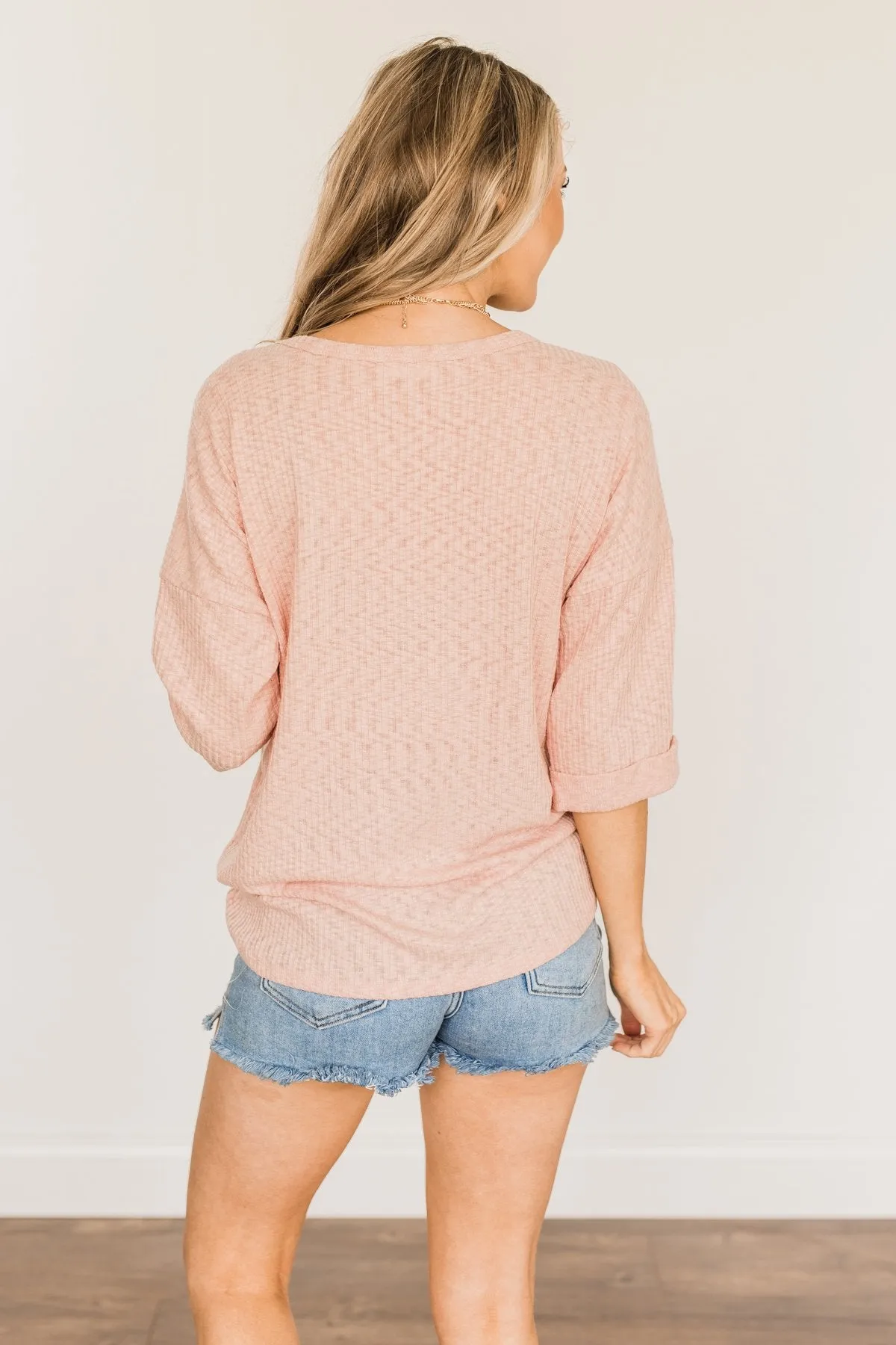 Dusty Pink Half Sleeve Knit Top