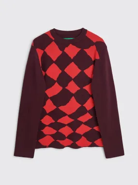 TRÈS BIEN everywear Pattern Knitted Sweatshirt Cotton Cashmere Burgundy / Red